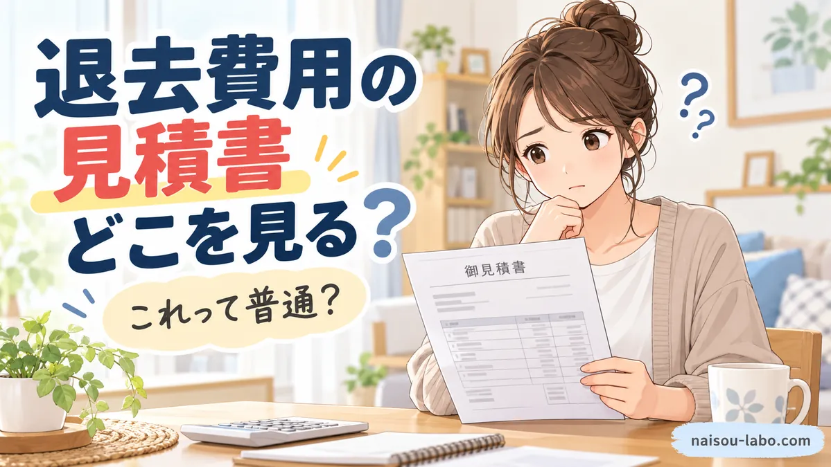 退去費用の見積書を見て金額や内訳を確認する女性