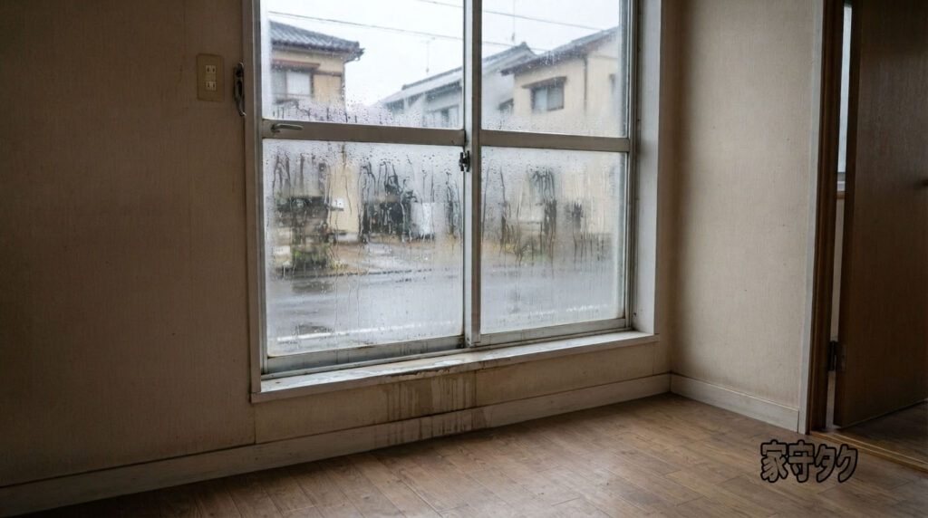 賃貸住宅にて結露によりカビが発生してしまっている参考画像。